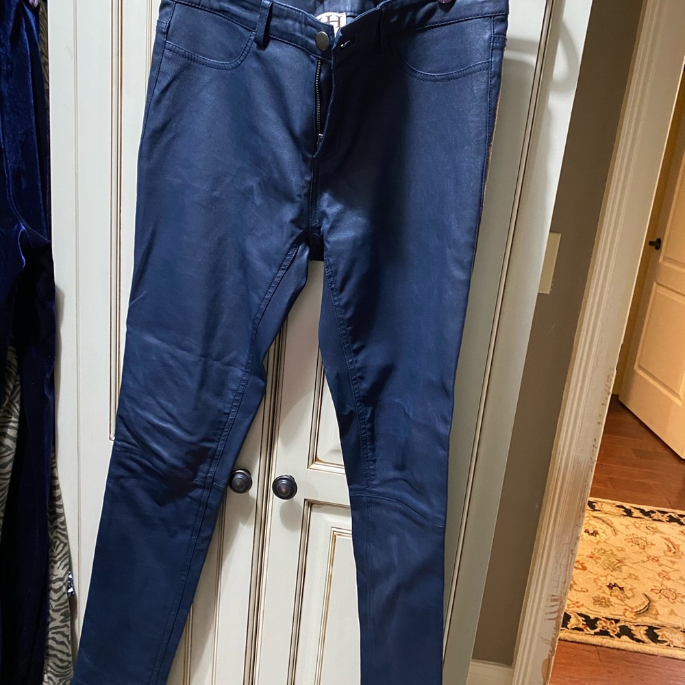 Haute Hippie Navy Leather Pants